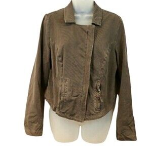 Torrid Cropped Gray Denim Khaki Jacket 00